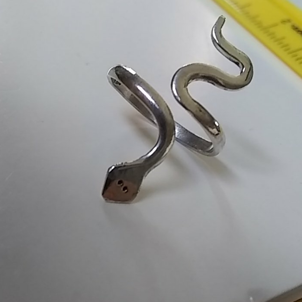 Sterling Solid Silver 925 Snake Ring - image 3